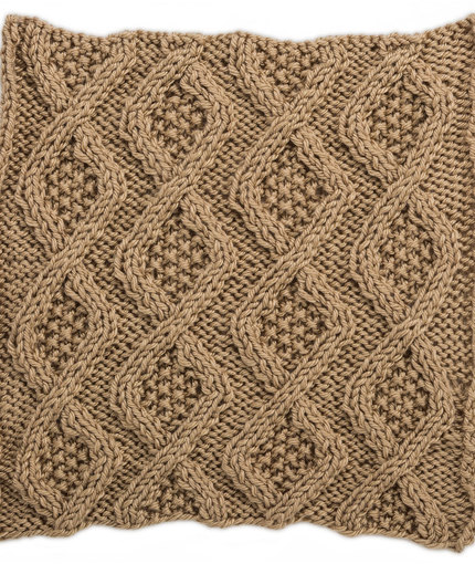 Seed Stitch Diamonds Square for Knit Your Cables Afghan