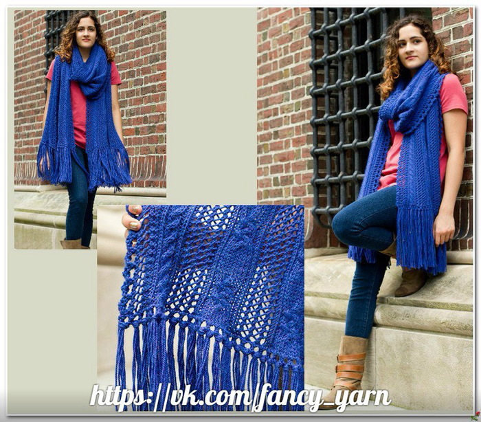 mesh and cable knitting pattern scarf