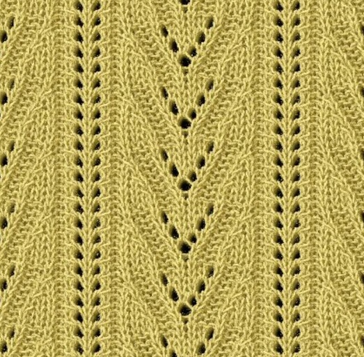 V motif lace knitting stitch