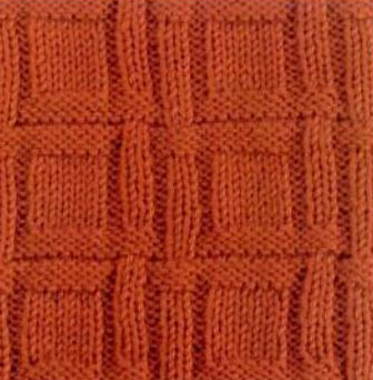 Knit and purl textured square check pattern free knitting stitch