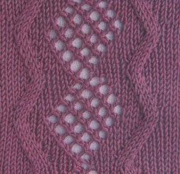 Lace Diamond Surrounded by Cables Knit Stitch