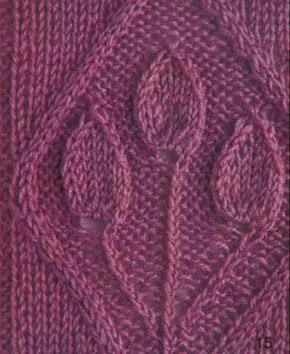 Three Leaves in a Diamond Panel Knitting Stitch