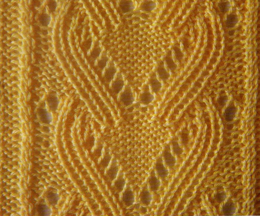 Yellow Eyelet Lace Knit Stitch Chart