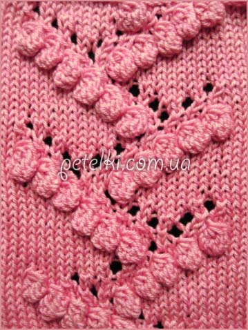 Bobble and lace knitting stitch