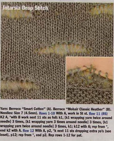 Intarsia Drop Stitch Pattern to Knit