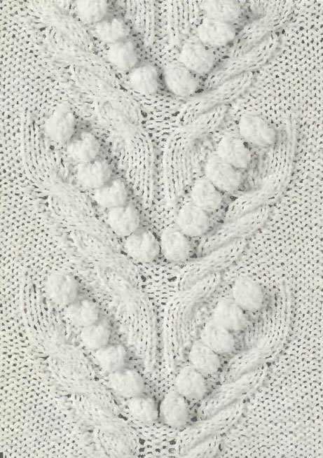 Cable and Bobble V Panels Knitting Stitch