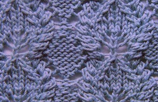 Diamonds, Leaves and Cables Knit Stitch