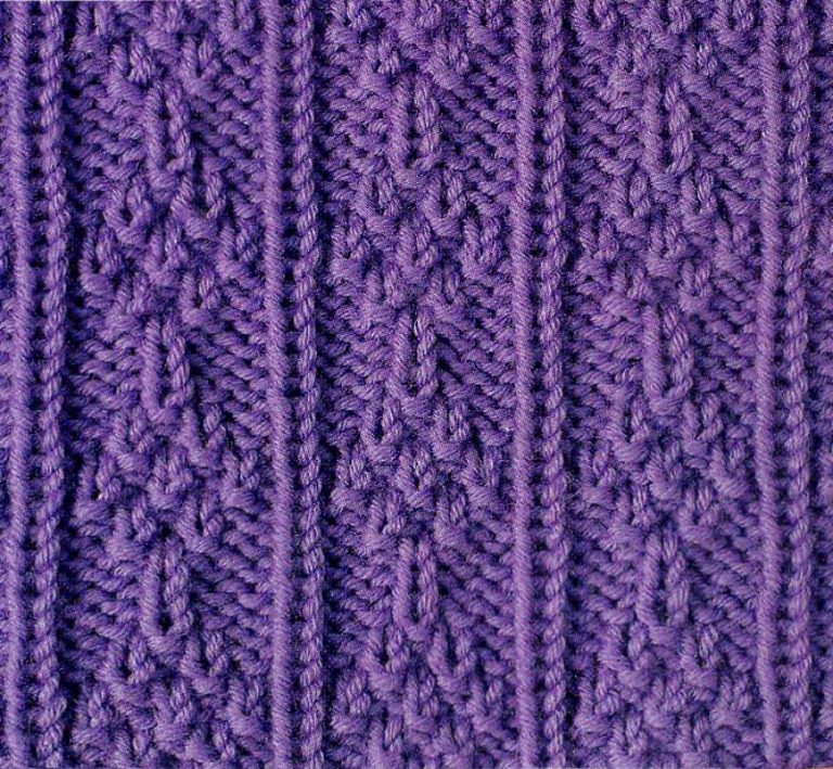 Knit and Purl Stacked Tress Stitch Knitting Kingdom