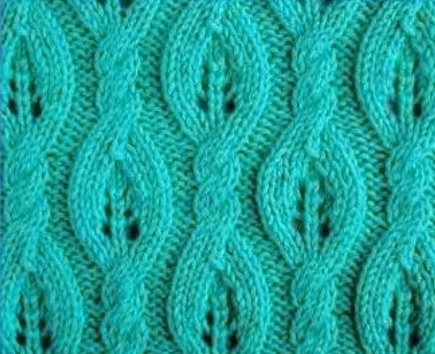 Leaf, Cable, Rope and Lace Knitting Stitch