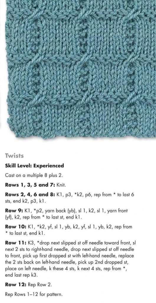 Knitting Stitch Pattern for Checkered Twists