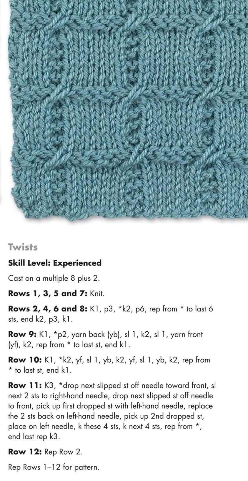 Knitting Stitch Pattern for Checkered Twists