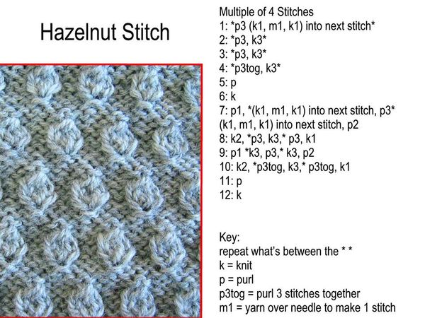 Hazelnut Stitch Free Knitting Pattern