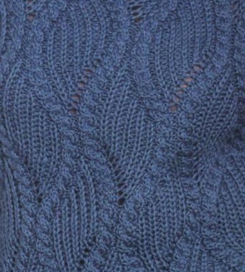 Diagonal Rib Stitch and Cable Ropes Knit Stitch