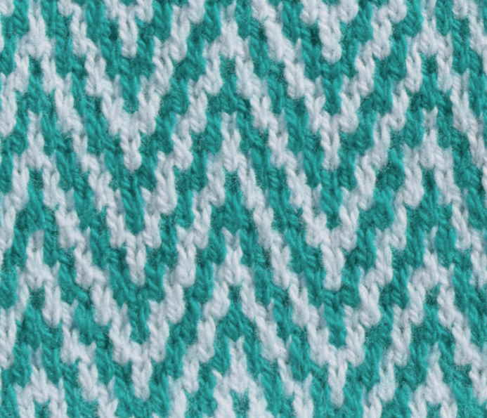 Herringbone two color slip stitch