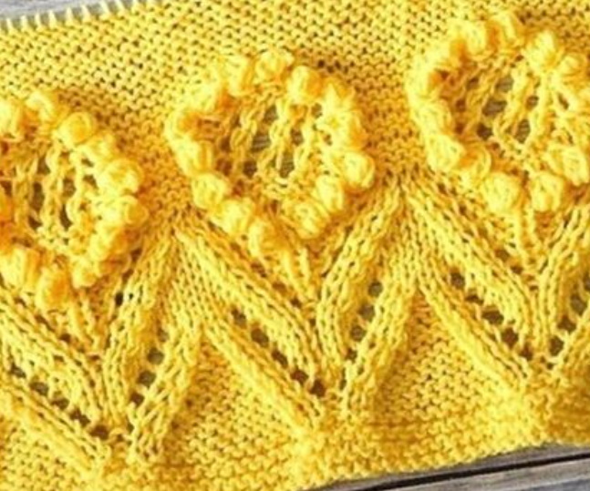 flower border knitting bobble stitch