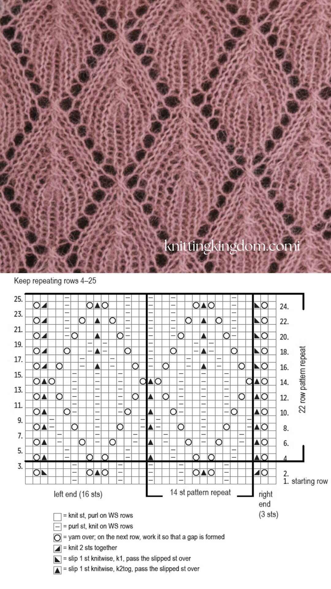 Lace Diamond Knitting Stitch Free